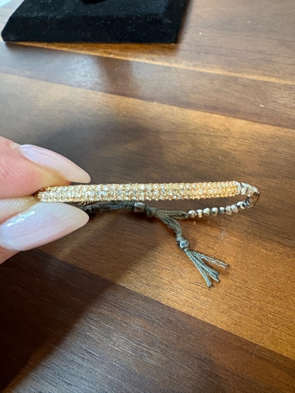 Stella & Dot Faceted Crystal Beaded Adjustable Bracelet Gold Silver Tone